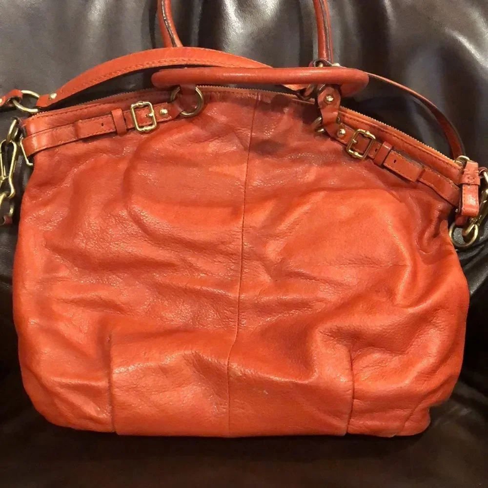 COACH Copper Orange Leather Hobo Satchel Crossbody Shoulder Bag Vintage